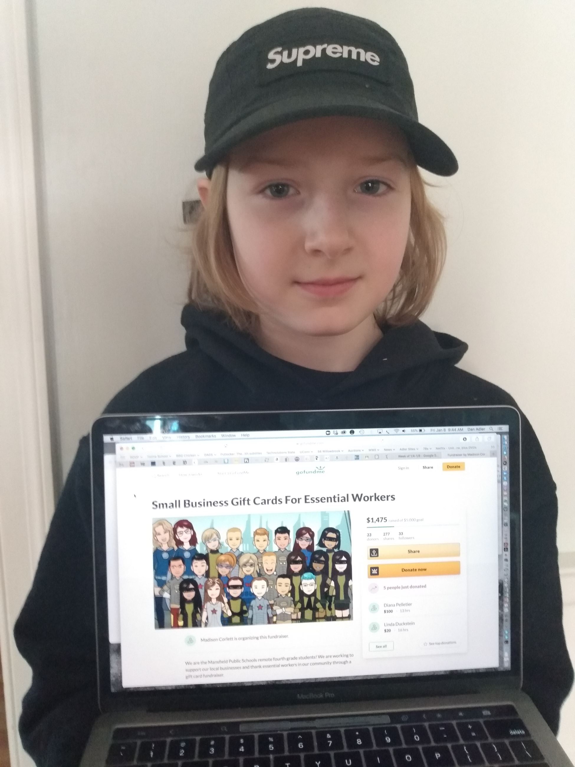 Grade 4 Student showing fundraising page