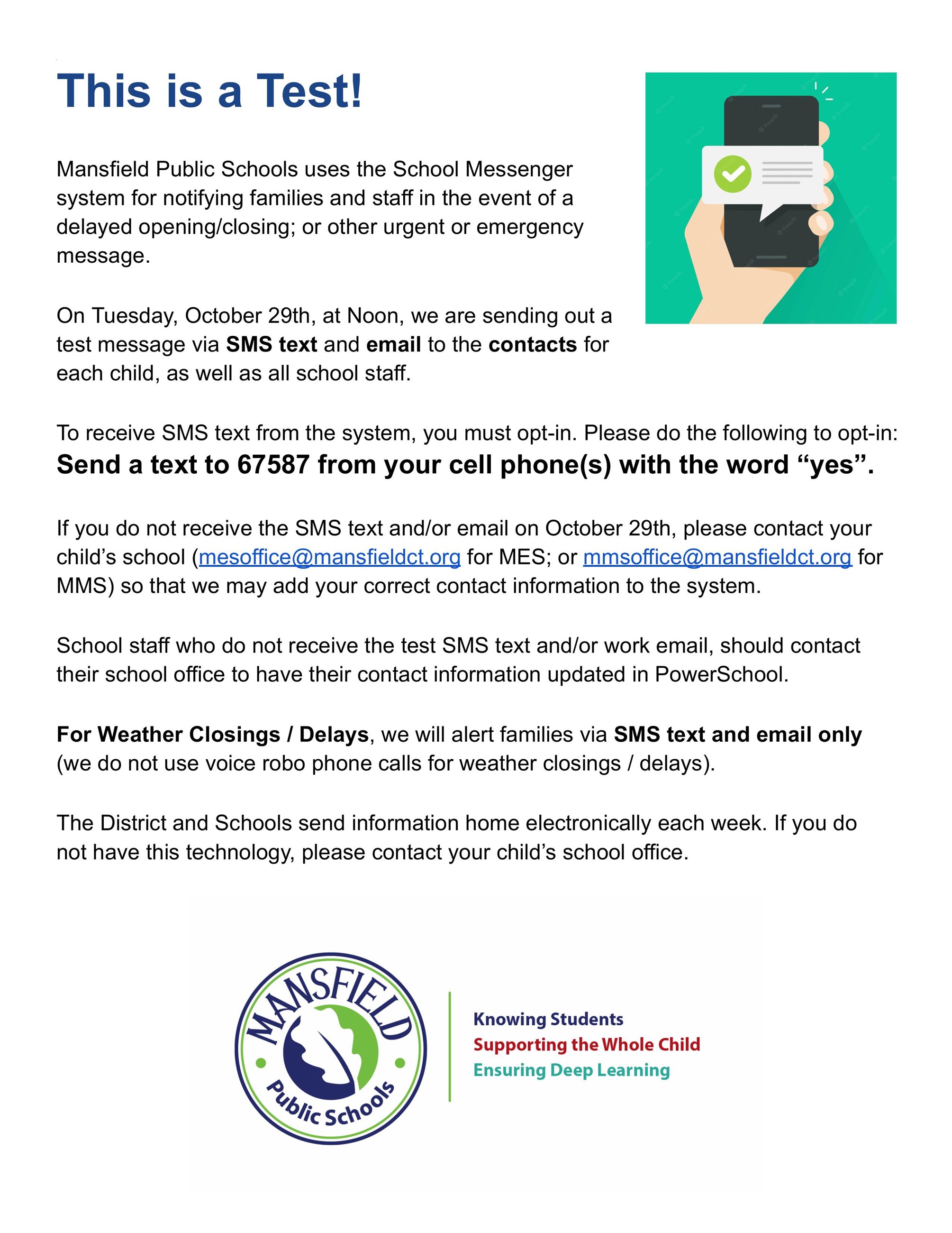 School Messenger Test Message Flyer 2024