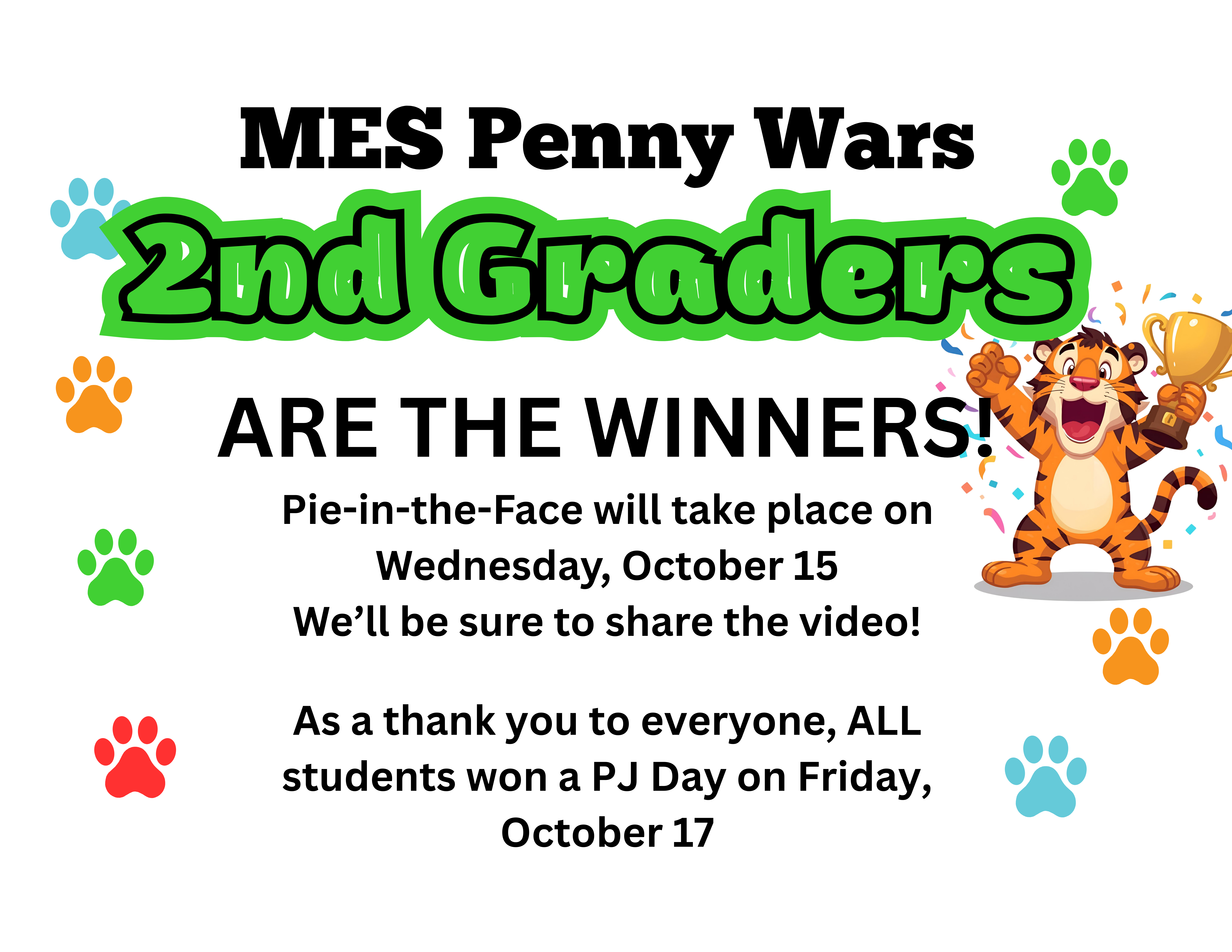 MES Penny Wars Winner and PJ Day Announcement 10-17-2025