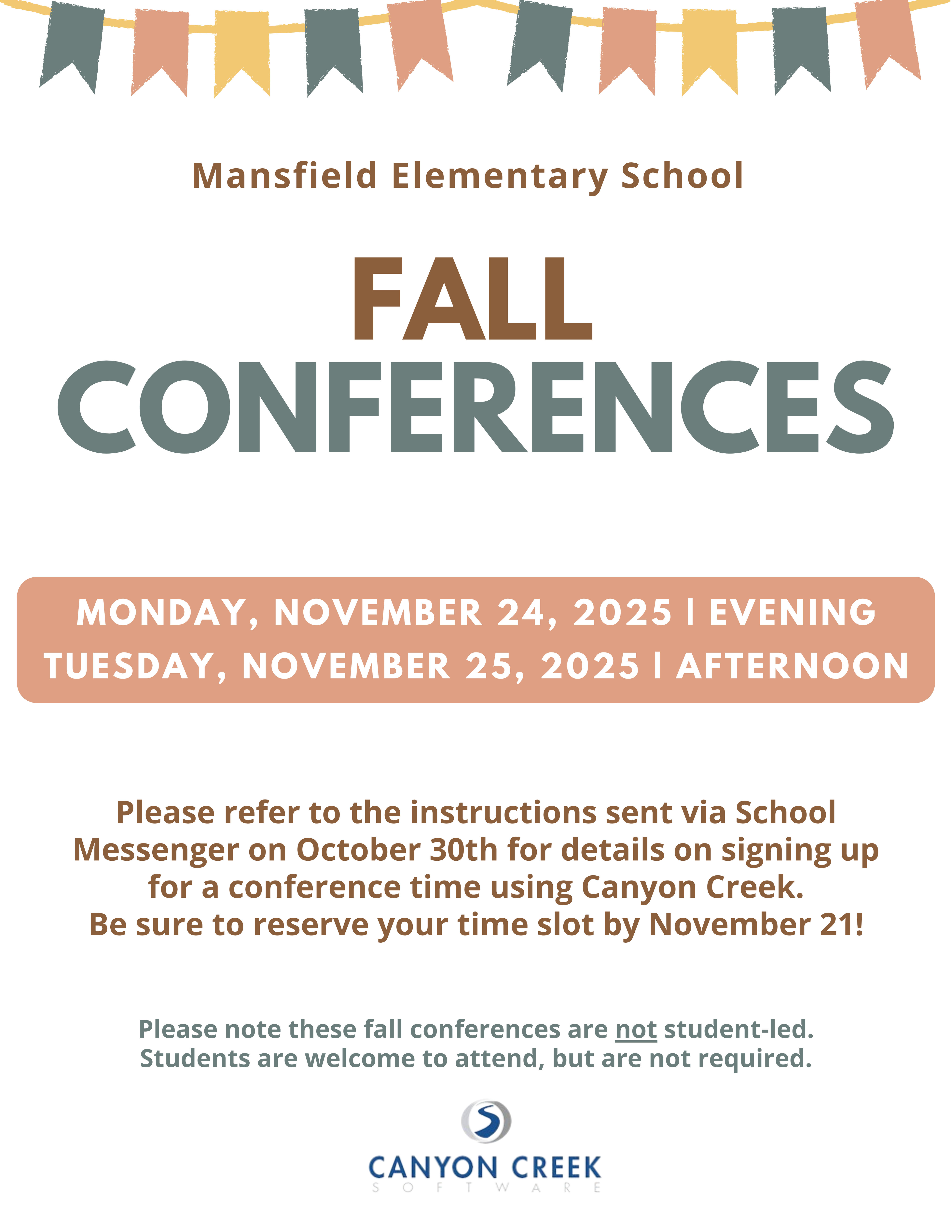 MES Family Conferences Fall 2025 Flyer