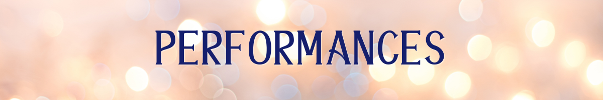 "Performances" with soft lights glowing behind the text