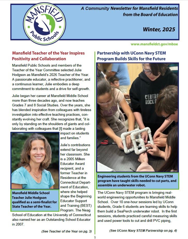 Cover of Winter 2025 Board of Education Newsletter