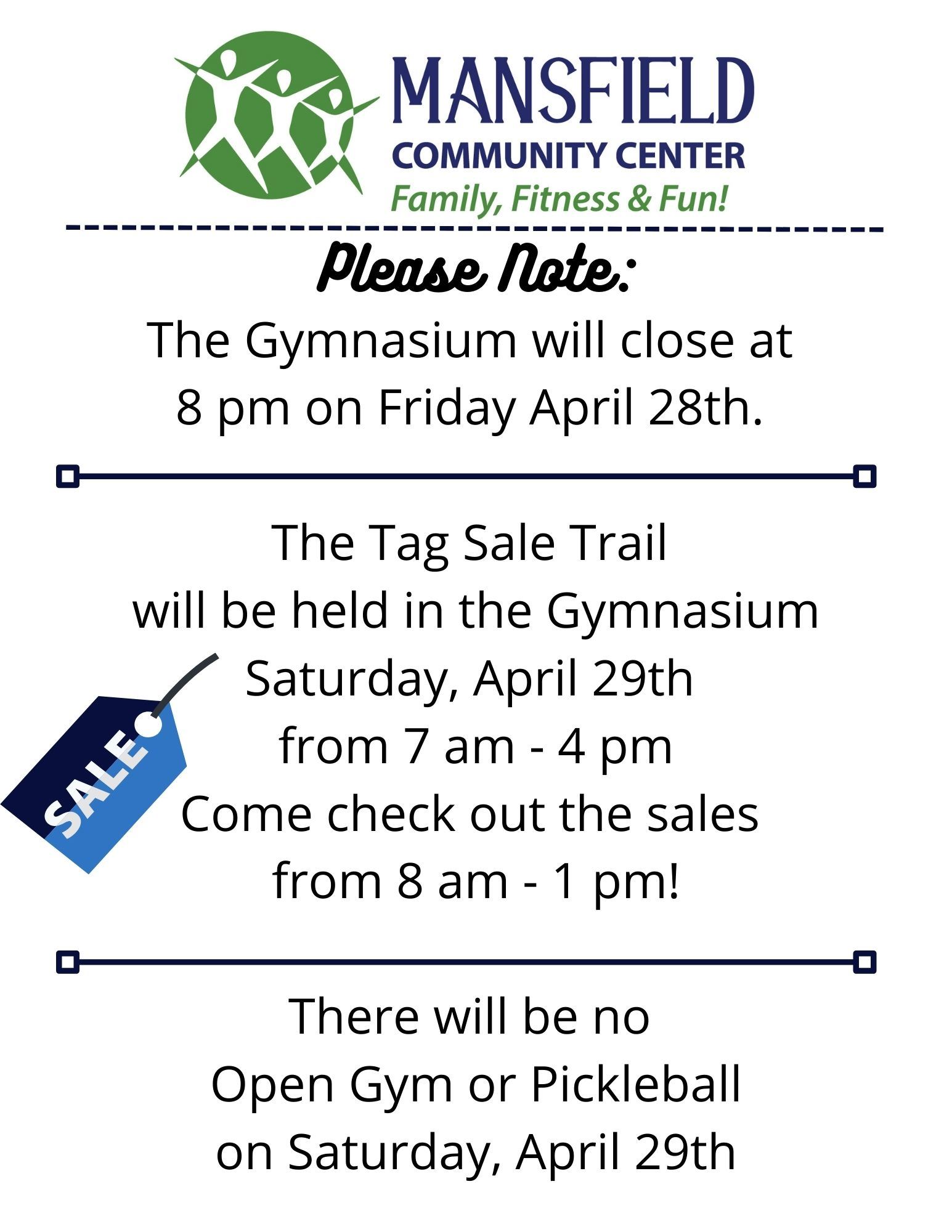 2023 Please Note The Tag Sale Trail will be held in the full Gym