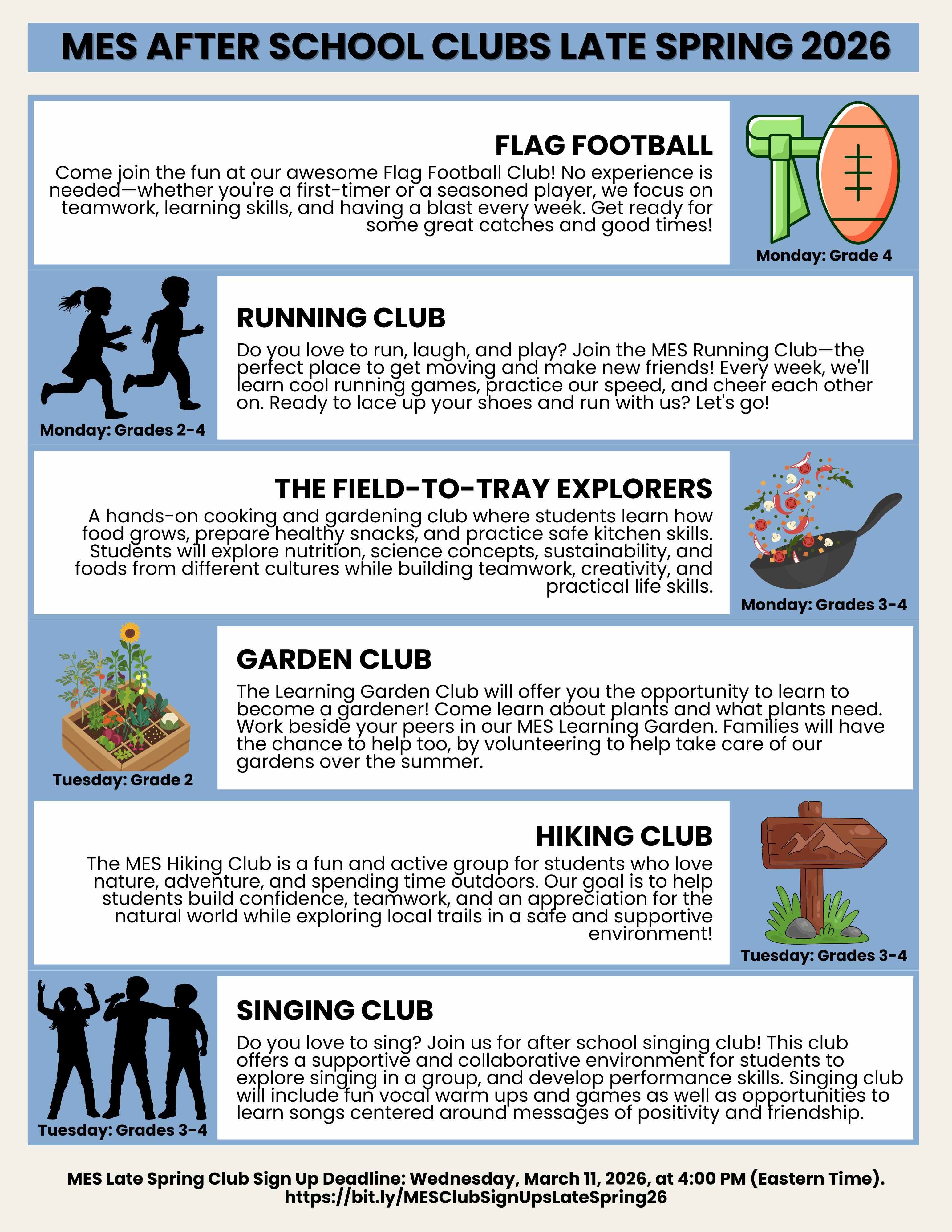 MES After School Club Offerings Late Spring 2026 Pg. 2