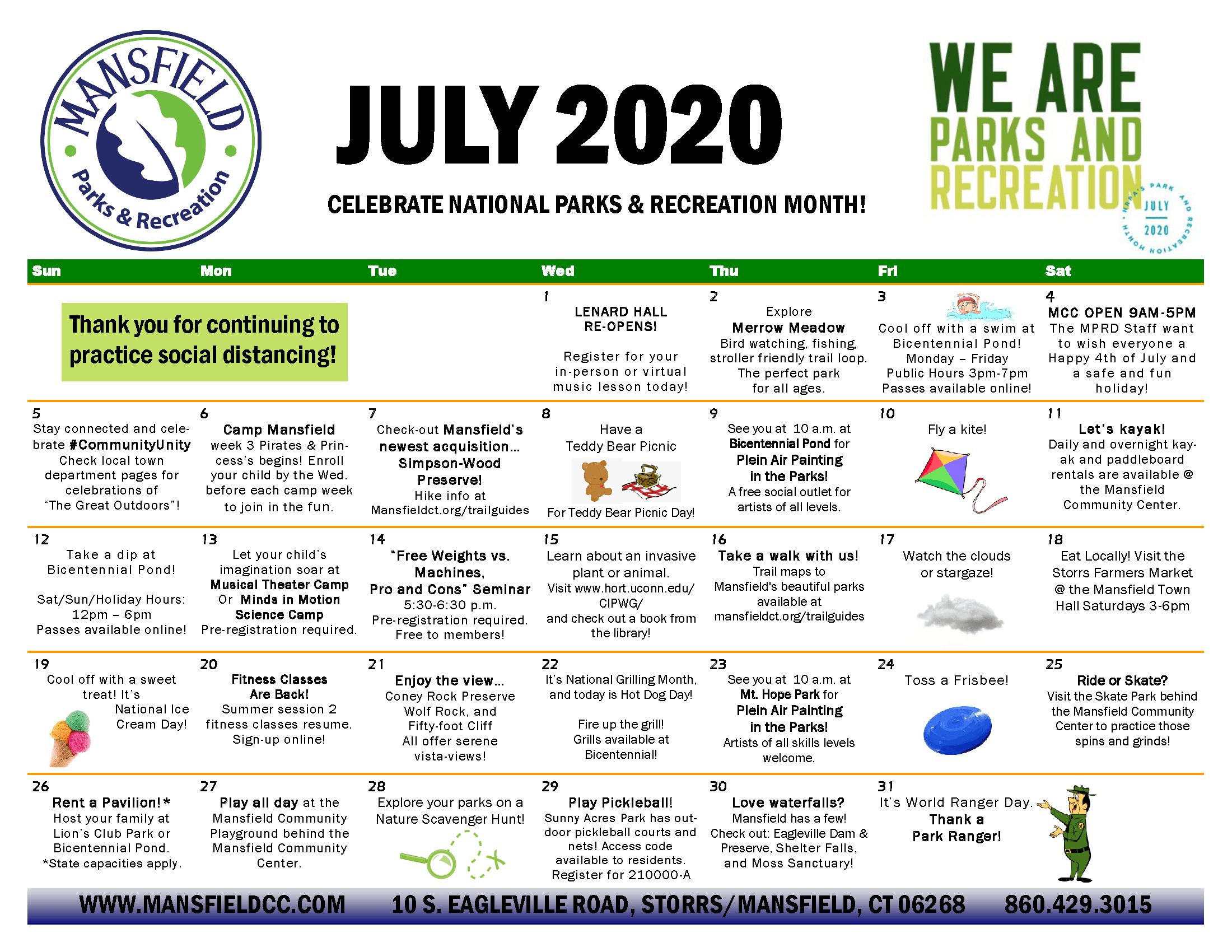 Parks and Rec Month Calendar 2020